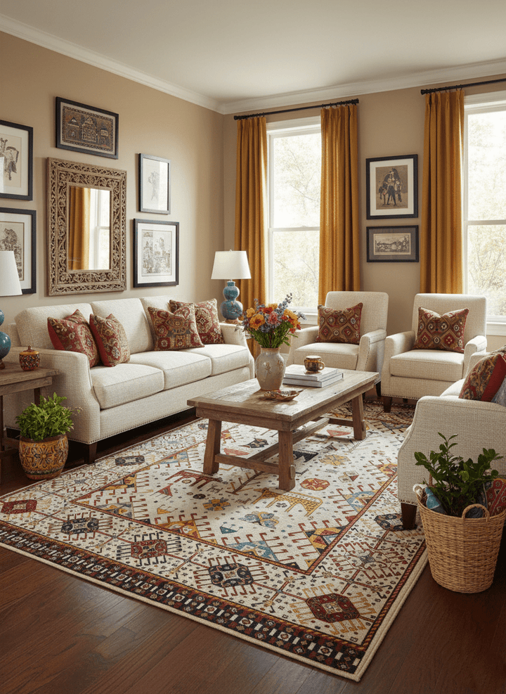 Lori Gabbeh Design Ivory 8x11.7 Hand Knotted wool Area Rug - The Rug Decor