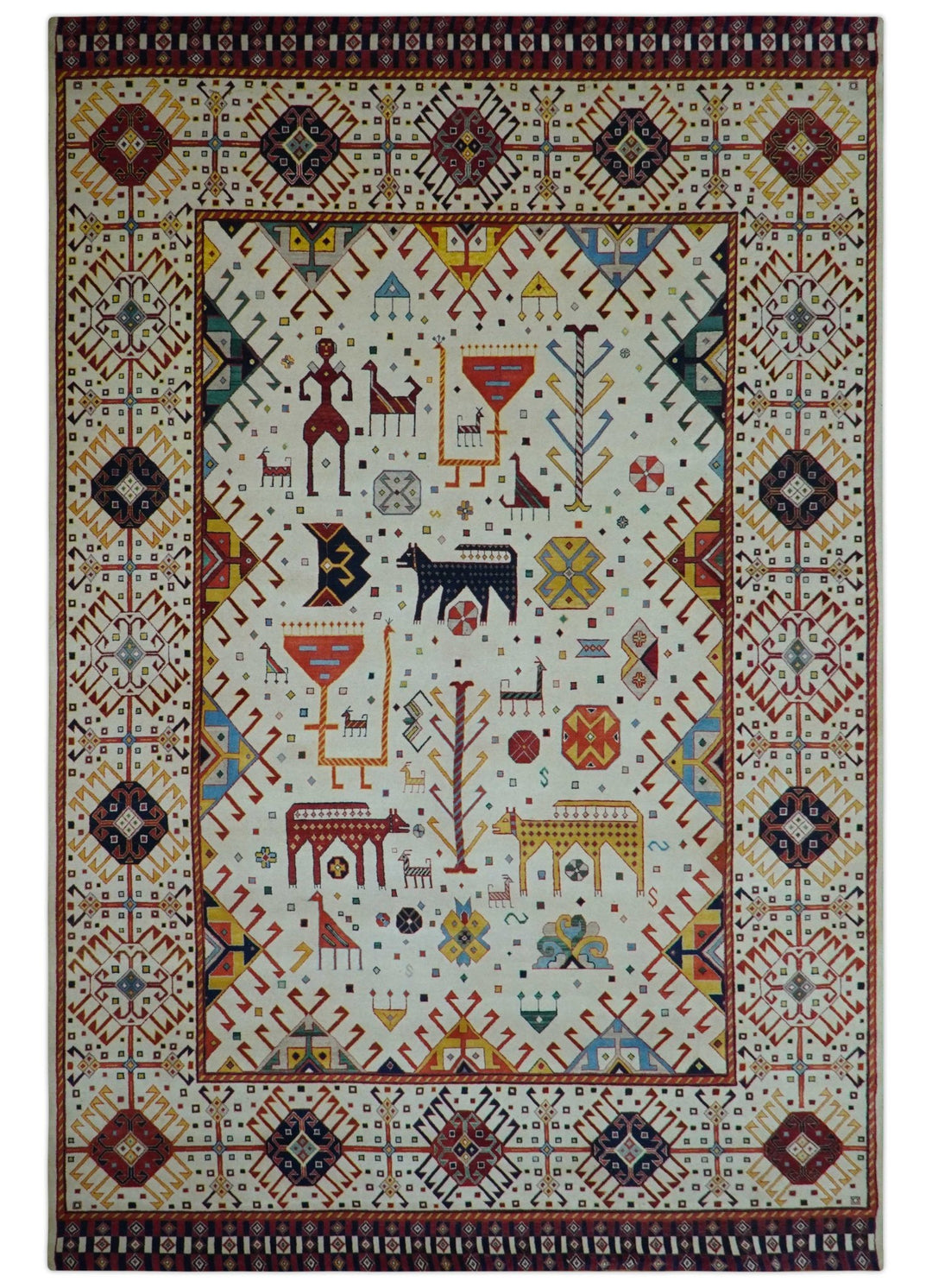 Lori Gabbeh Design Ivory 8x11.7 Hand Knotted wool Area Rug - The Rug Decor