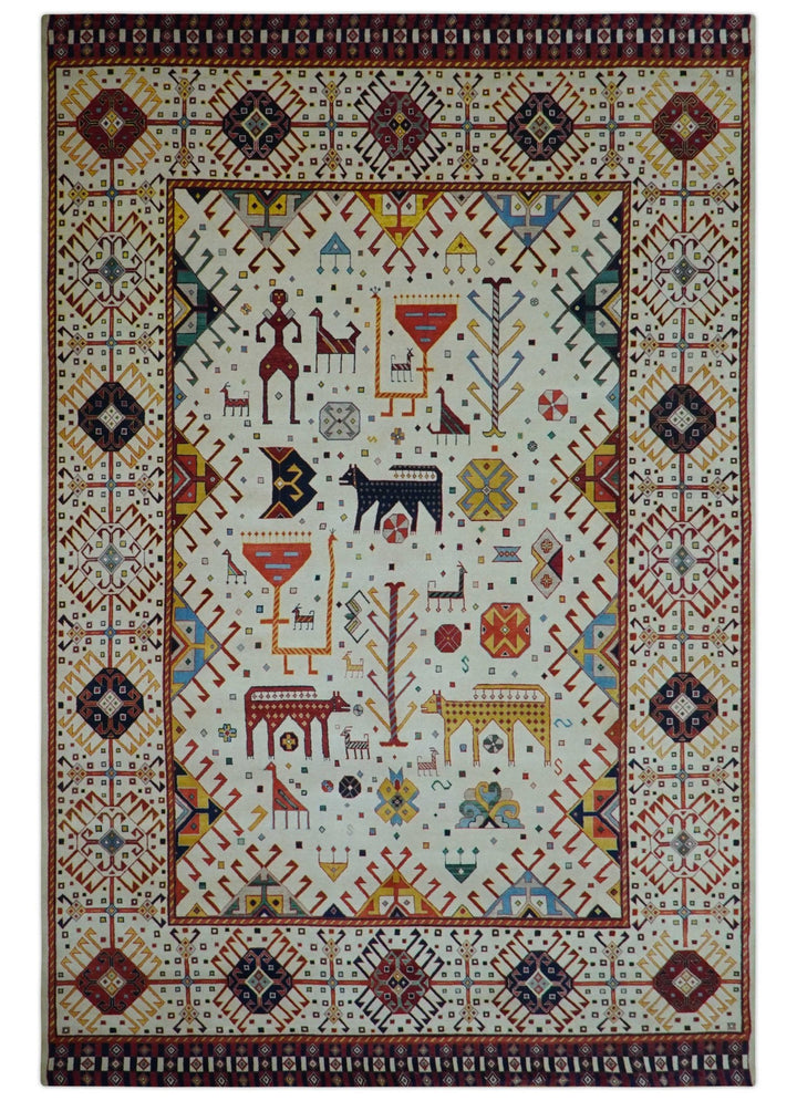 Lori Gabbeh Design Ivory 8x11.7 Hand Knotted wool Area Rug - The Rug Decor