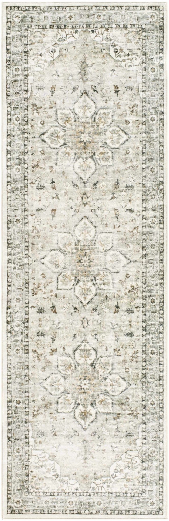 Lotan Traditional Medallion Design Beige Washable Area Rug - The Rug Decor