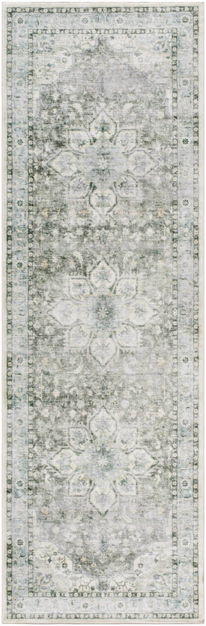 Lotan Traditional Medallion Green Washable Area Rug - The Rug Decor