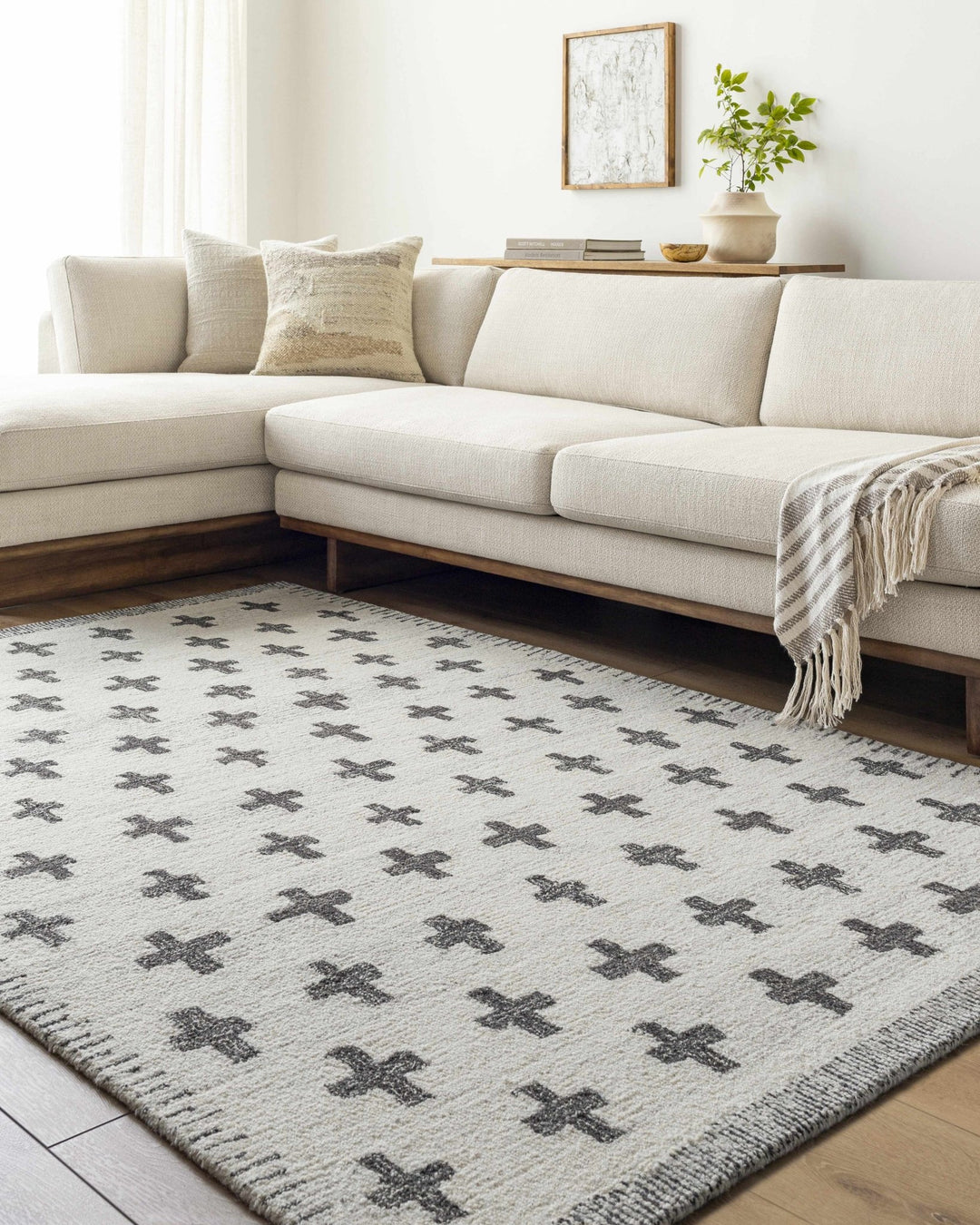 Lotta Modern Ivory And Charcoal Hand Tufted Wool Area Rug - The Rug Decor