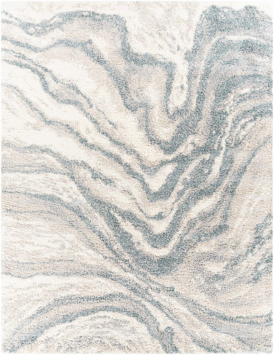 Lottery Modern Abstract Design Ivory And Blue Area Rug - The Rug Decor