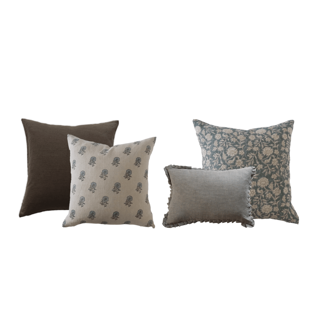 Lottie Hand-Block Floral Linen Pillow Cover - The Rug Decor