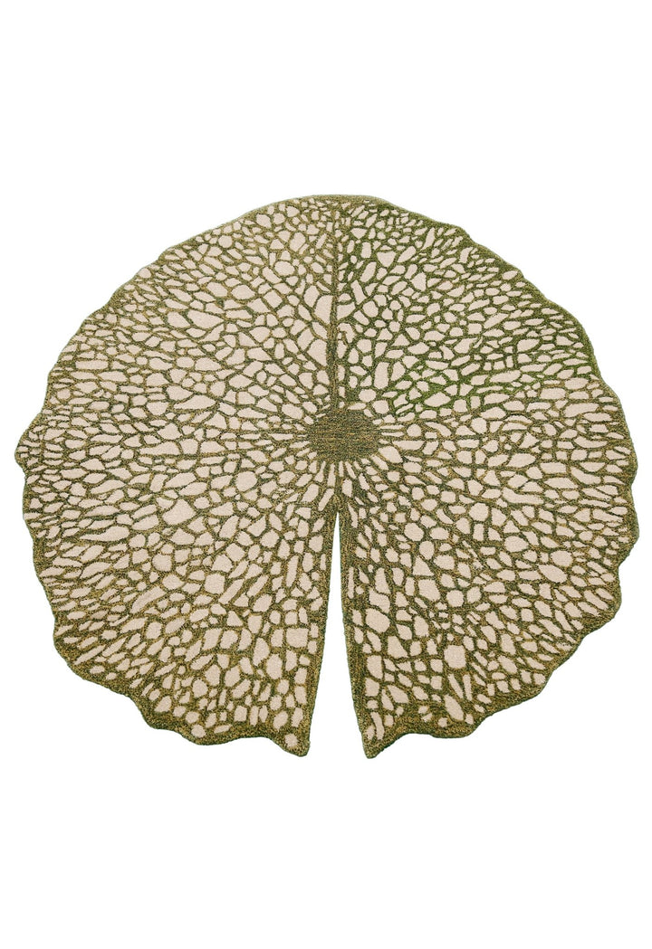 Lotus Lace Green Hand Tufted Wool Area Rug - The Rug Decor