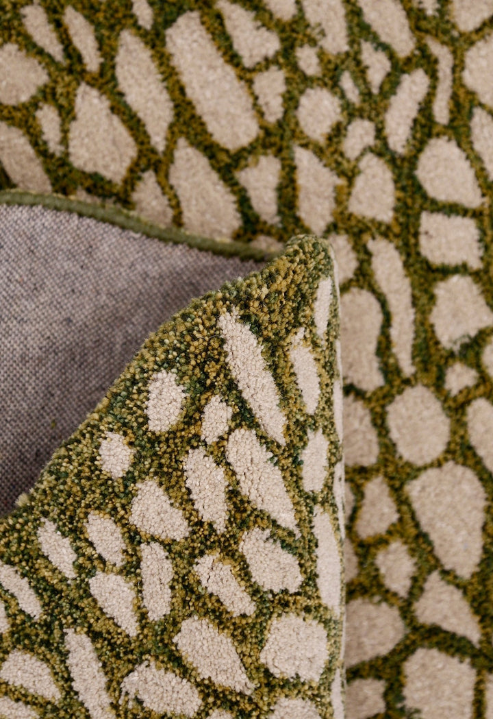 Lotus Lace Green Hand Tufted Wool Area Rug - The Rug Decor