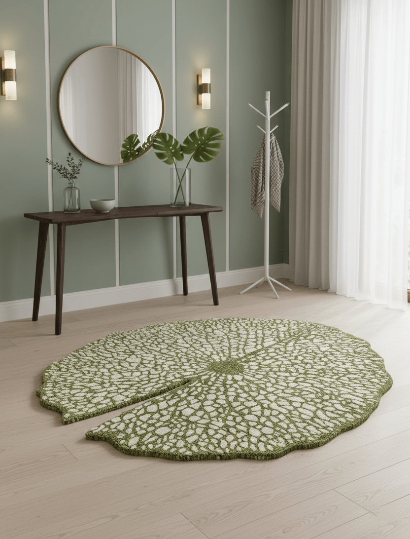 Lotus Lace Green Hand Tufted Wool Area Rug - The Rug Decor