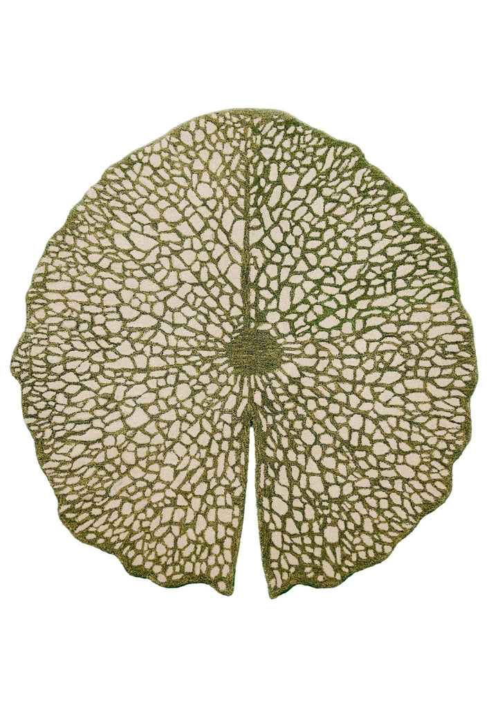 Lotus Lace Green Hand Tufted Wool Area Rug - The Rug Decor