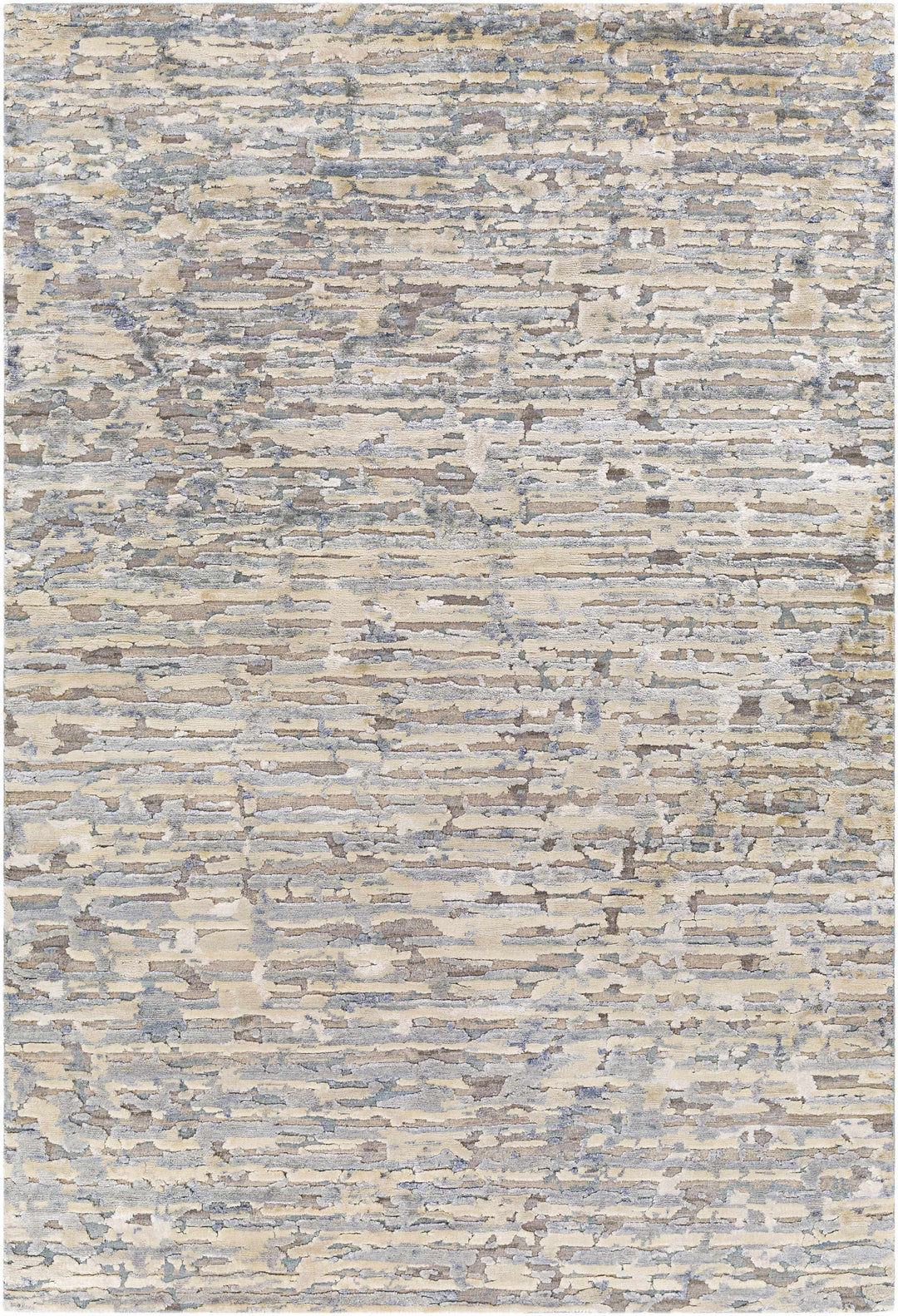 Lowdham Modern Abstract Beige And Blue Hand Knotted Rug