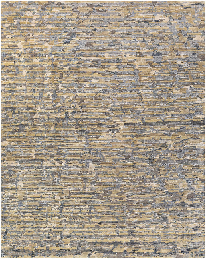 Lowdham Modern Abstract Beige And Blue Hand Knotted Rug