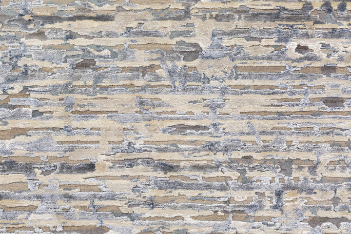 Lowdham Modern Abstract Beige And Blue Hand Knotted Rug