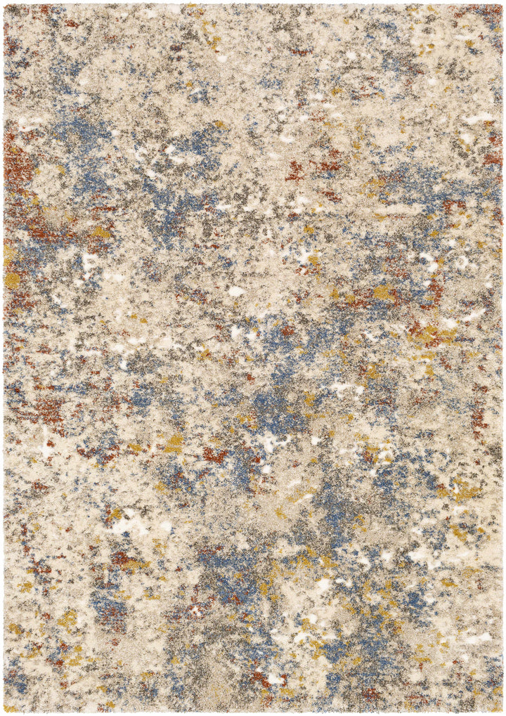 Laurencekirk Modern Abstract Design Beige And Blue Area Rug