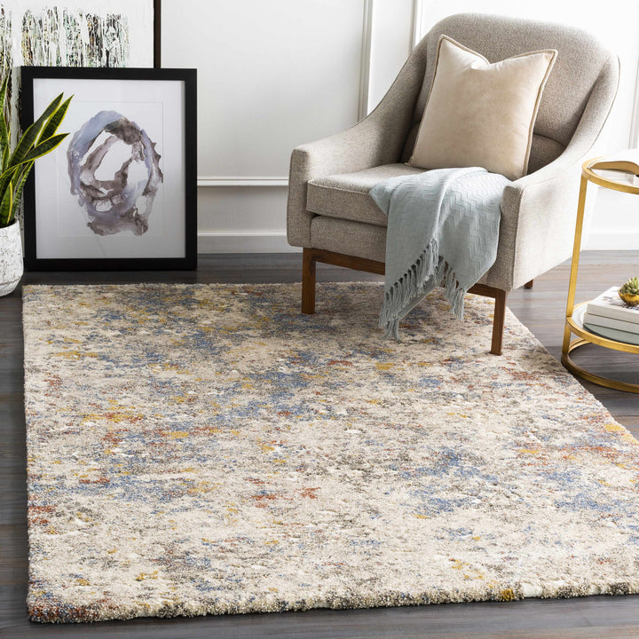 Laurencekirk Modern Abstract Design Beige And Blue Area Rug