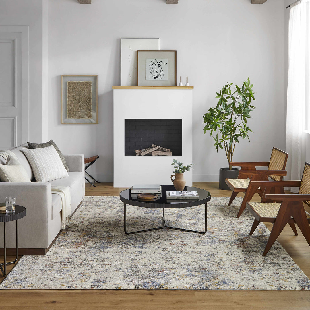 Laurencekirk Modern Abstract Design Beige And Blue Area Rug