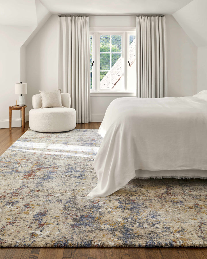 Laurencekirk Modern Abstract Design Beige And Blue Area Rug