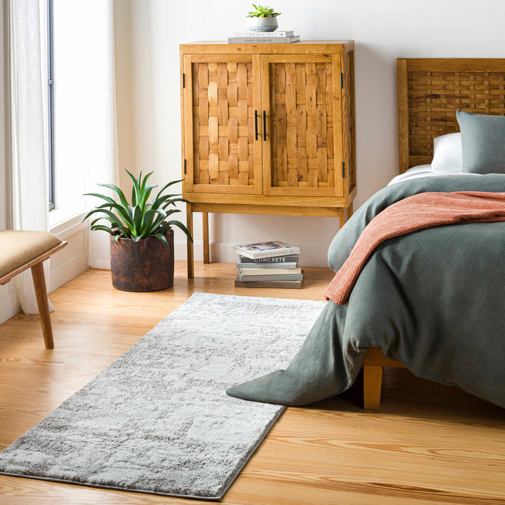 Elsa Gray And Ivory Modern Abstract Design Area Rug