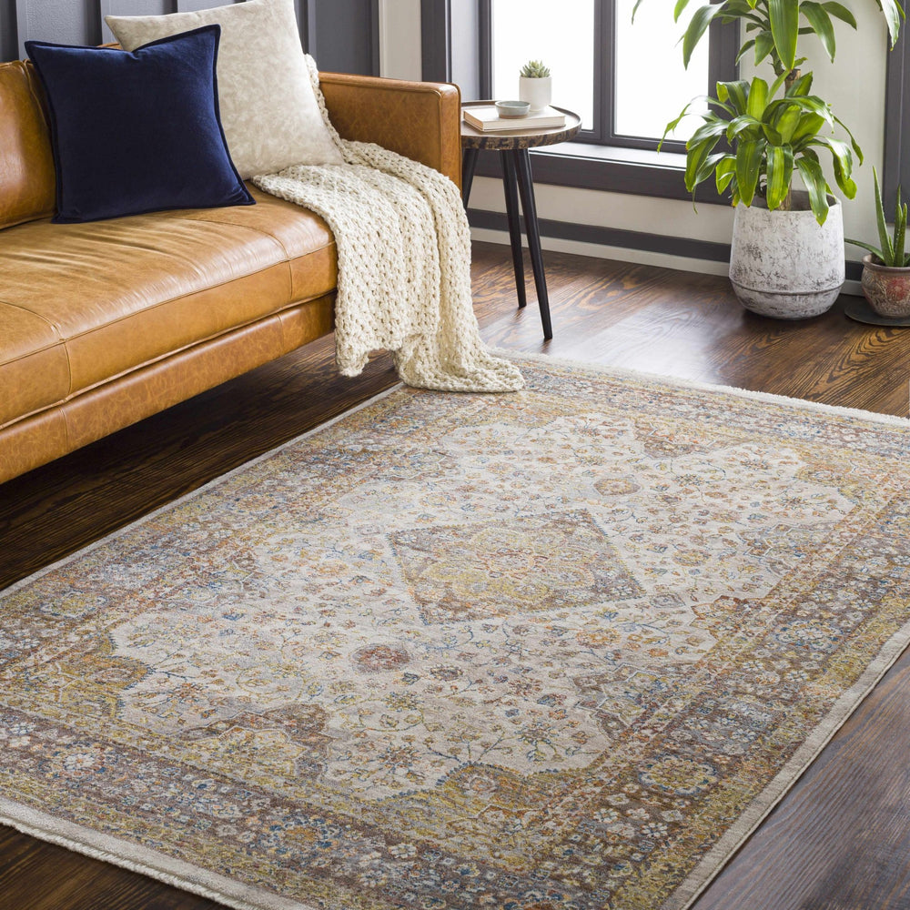 Luba Ivory And Brown Traditional Style Area Rug - The Rug Decor