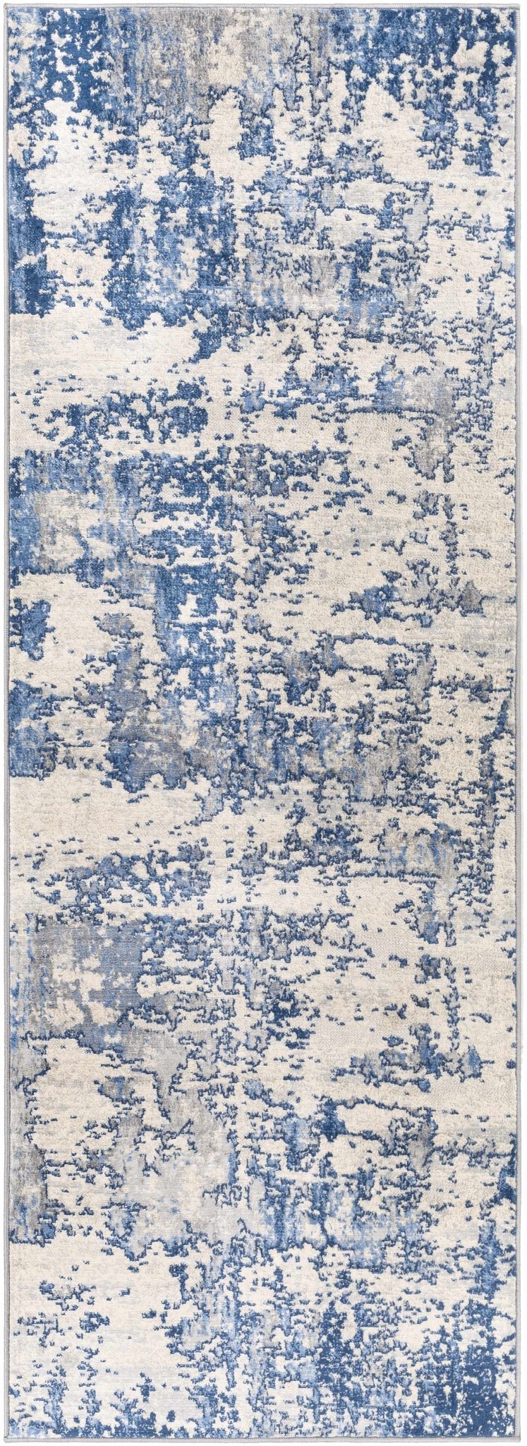 Lubao Ivory And Blue Modern Abstract Design Area Rug - The Rug Decor