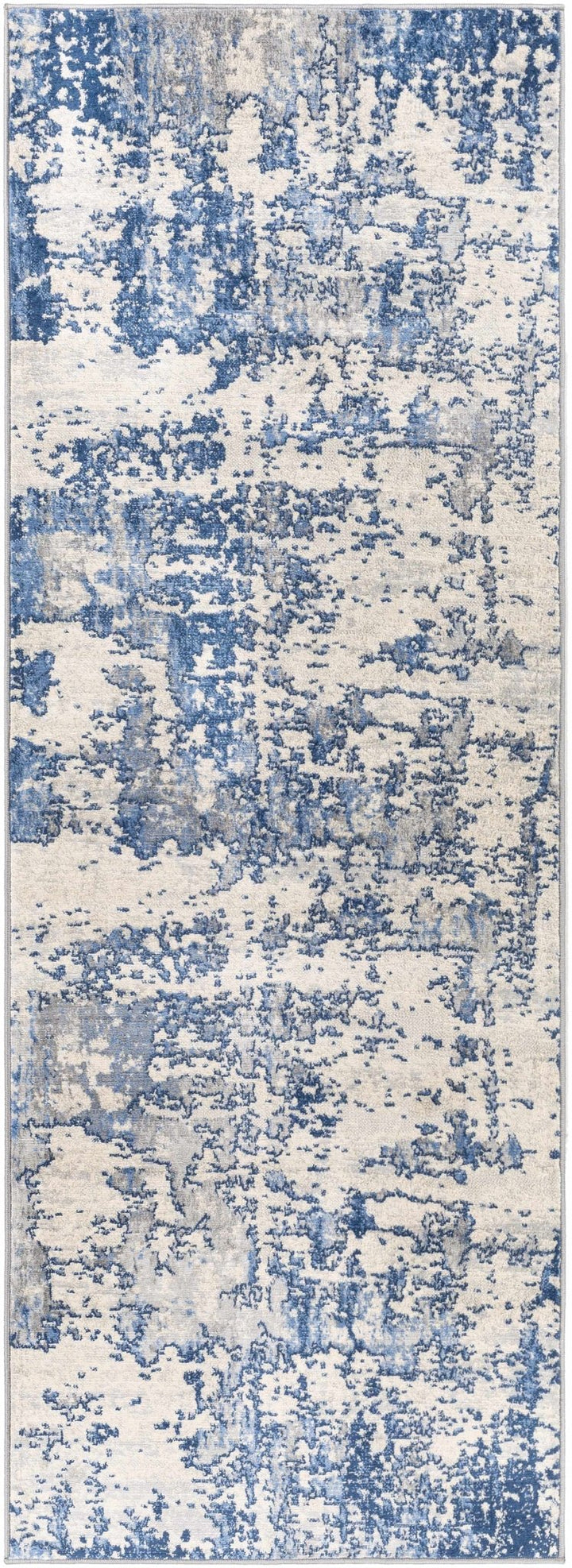 Lubao Ivory And Blue Modern Abstract Design Area Rug - The Rug Decor