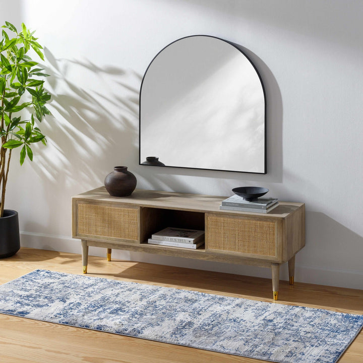 Lubao Ivory And Blue Modern Abstract Design Area Rug - The Rug Decor