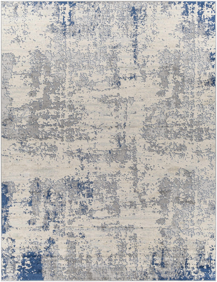 Lubao Ivory And Blue Modern Abstract Design Area Rug - The Rug Decor