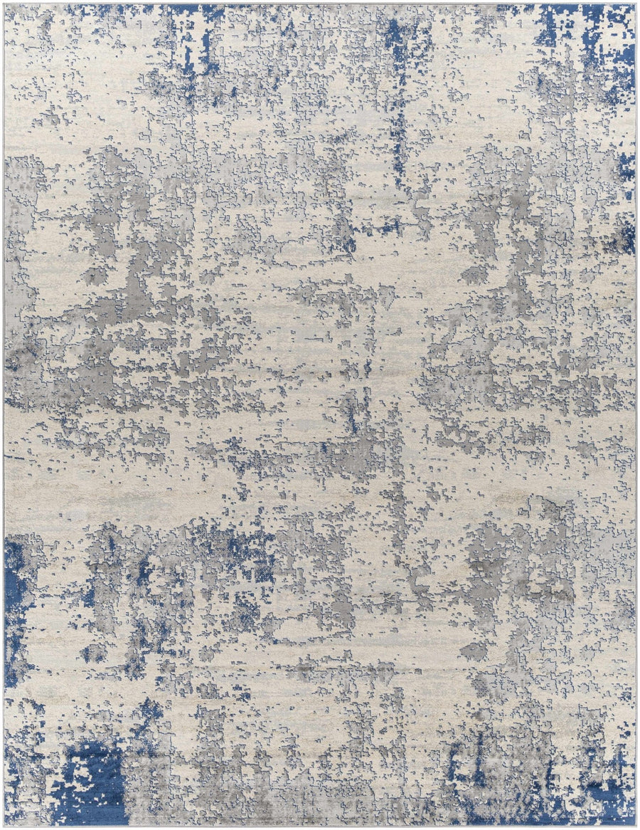 Lubao Ivory And Blue Modern Abstract Design Area Rug - The Rug Decor