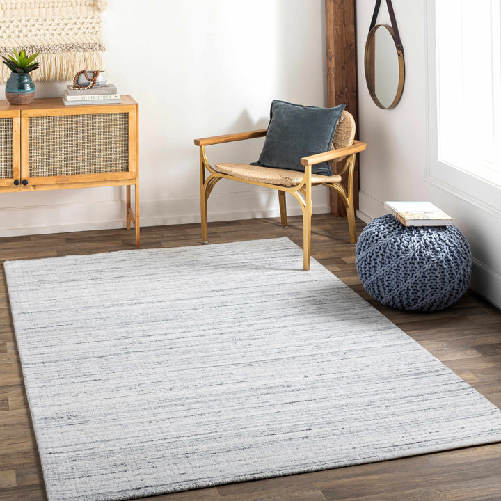 Lubigan Modern Abstract Design Silver And Ivory Area Rug