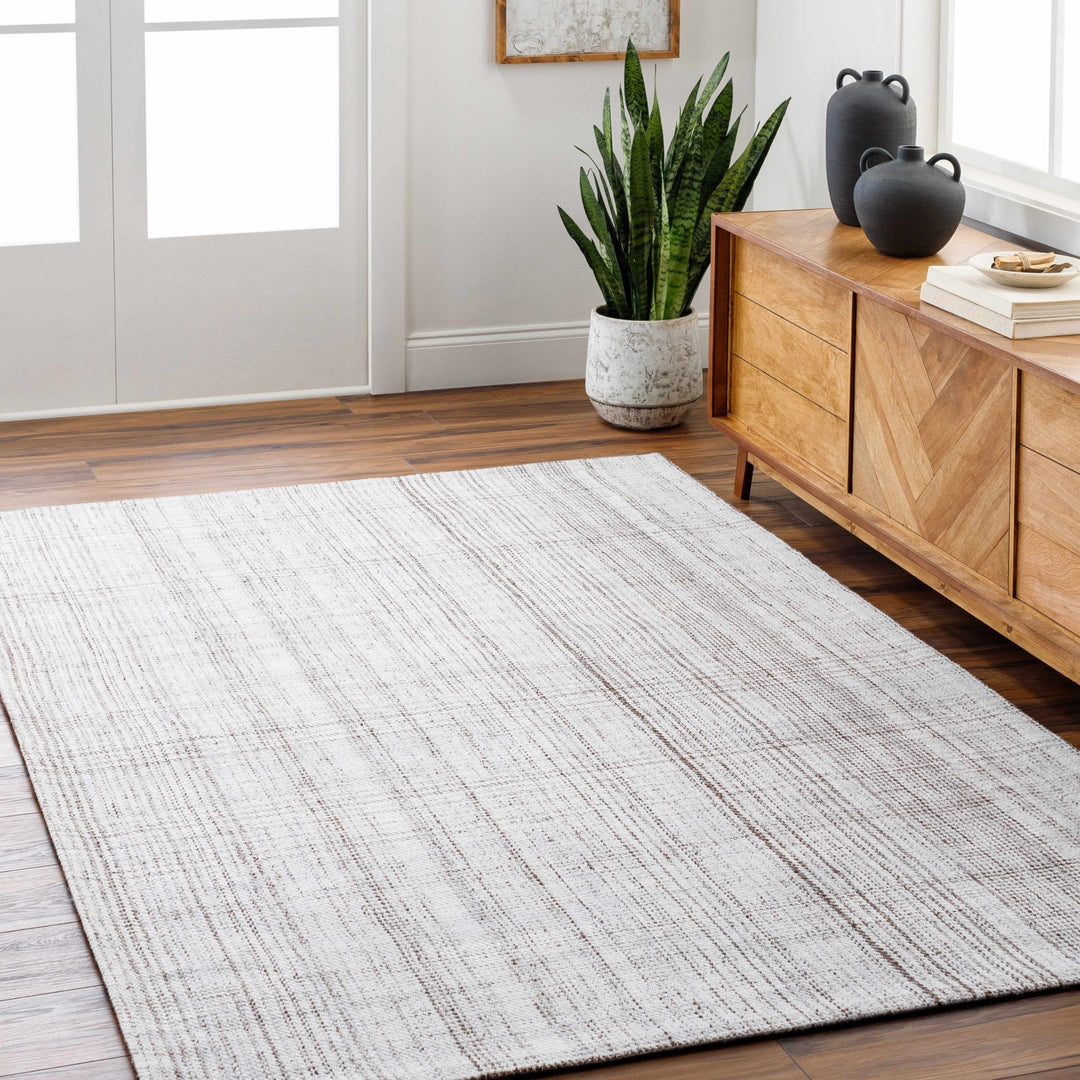 Lubna Contemporary Ivory And Gray Hand Woven Rug - The Rug Decor