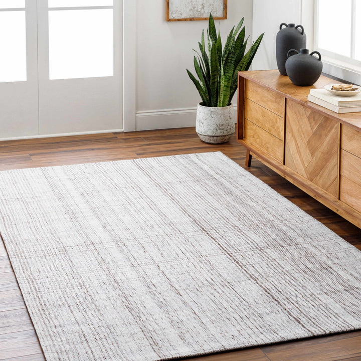Lubna Contemporary Ivory And Gray Hand Woven Rug - The Rug Decor