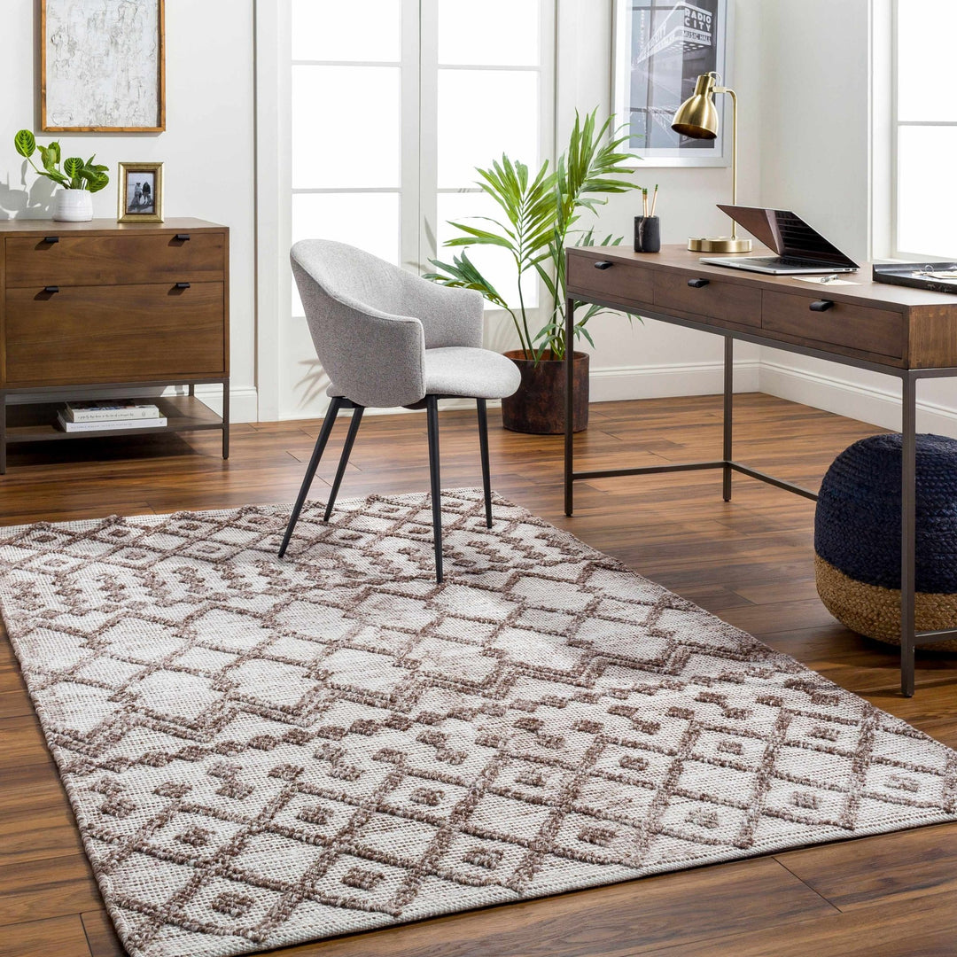 Luce Modern Geometric Design Ivory And Brown Hand Woven Rug - The Rug Decor