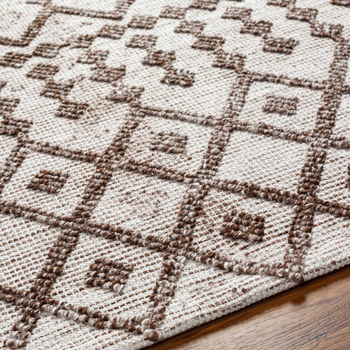 Luce Modern Geometric Design Ivory And Brown Hand Woven Rug - The Rug Decor