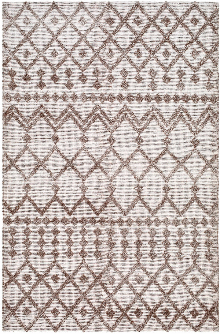 Luce Modern Geometric Design Ivory And Brown Hand Woven Rug - The Rug Decor