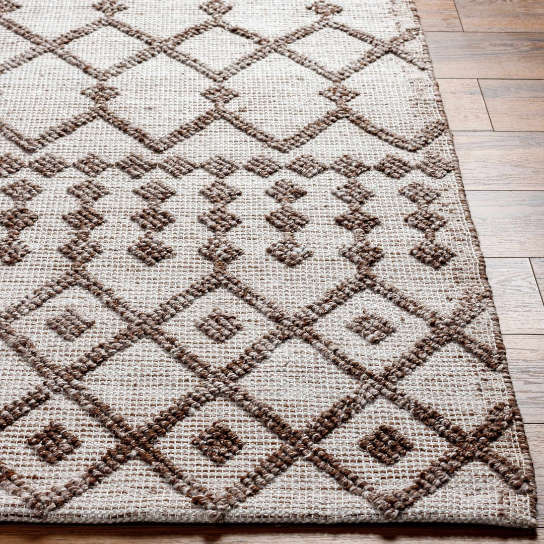 Luce Modern Geometric Design Ivory And Brown Hand Woven Rug - The Rug Decor