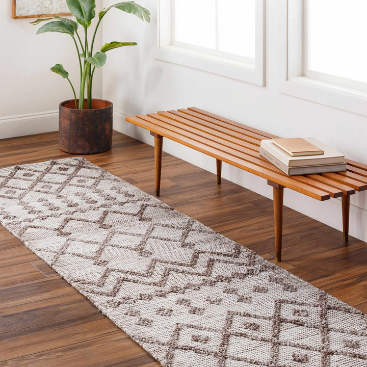 Luce Modern Geometric Design Ivory And Brown Hand Woven Rug - The Rug Decor