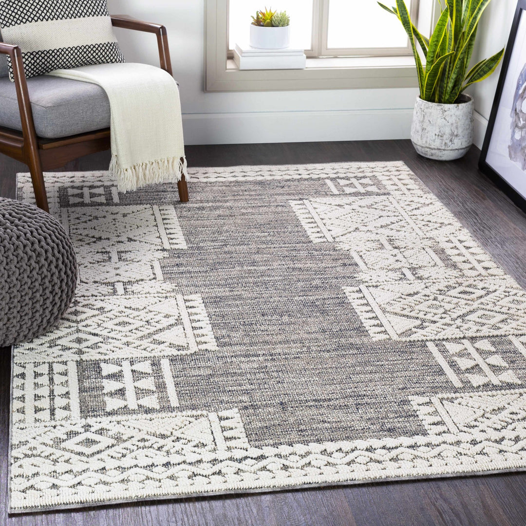 Luddenham Modern Style Ivory And Gray Area Rug - The Rug Decor