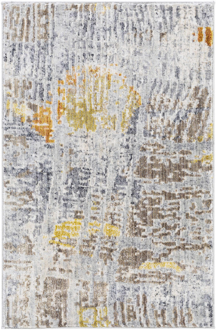 Ludington Modern Abstract Design Gray And Yellow Area Rug - The Rug Decor