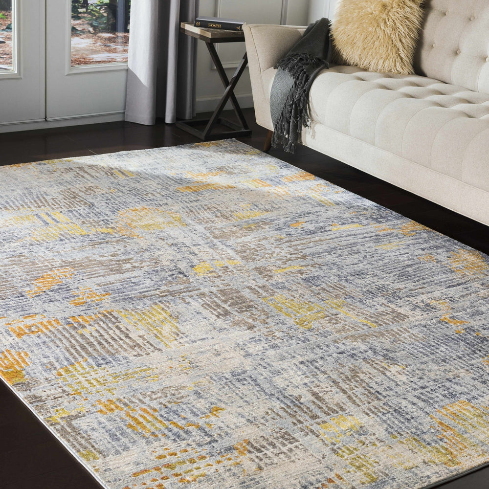 Ludington Modern Abstract Design Gray And Yellow Area Rug - The Rug Decor