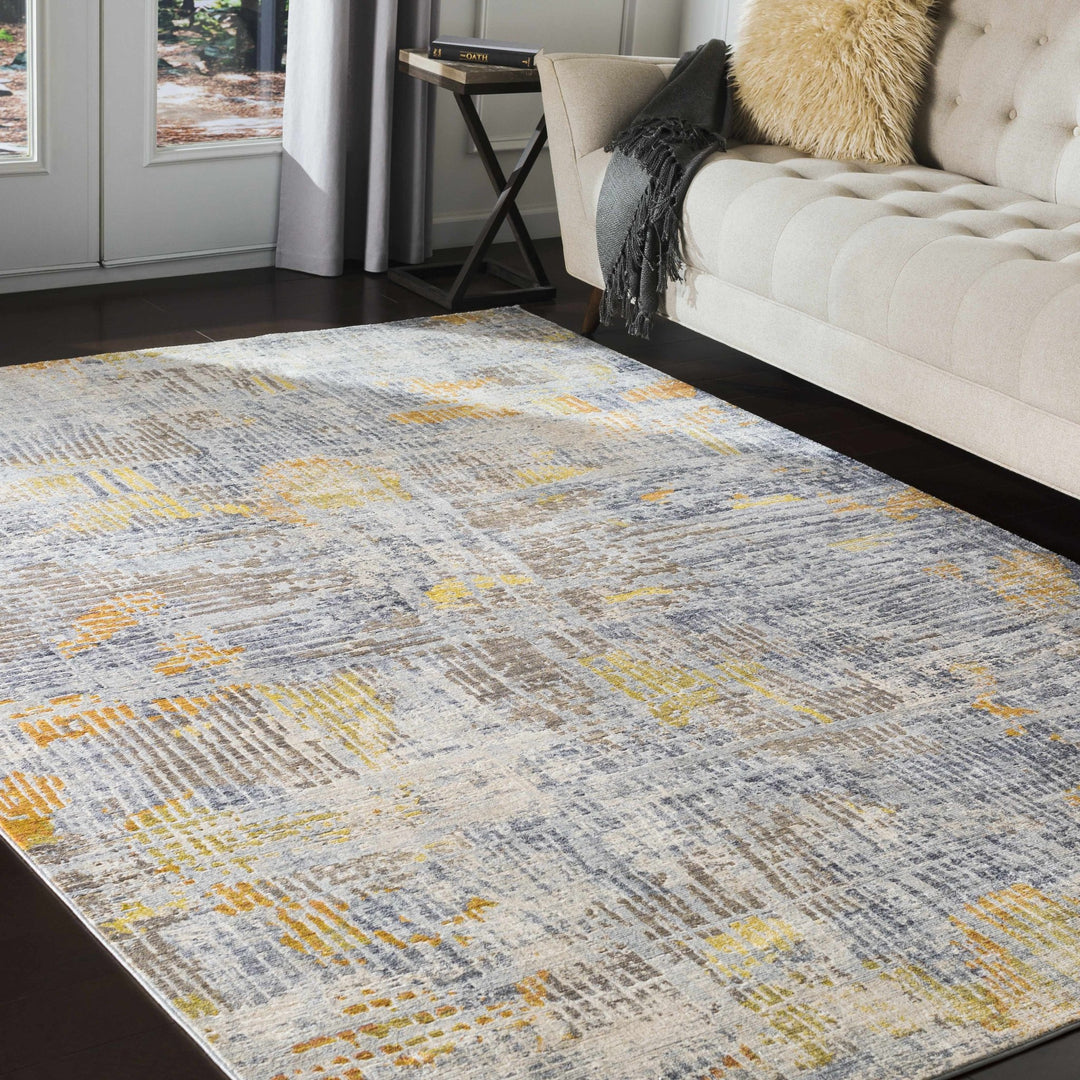 Ludington Modern Abstract Design Gray And Yellow Area Rug - The Rug Decor