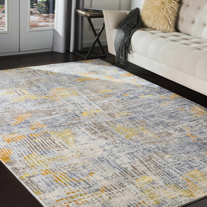Ludington Modern Abstract Design Gray And Yellow Area Rug - The Rug Decor