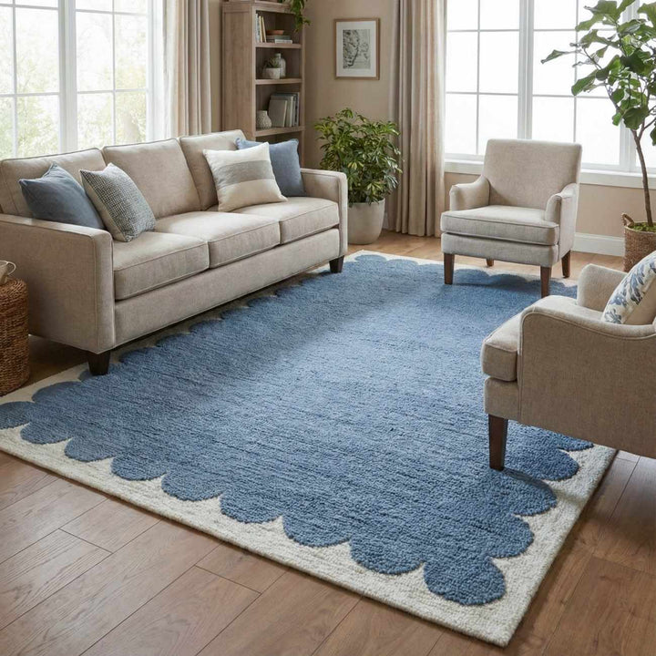 Lukamu Modern Style Blue Hand Tufted Wool Area Rug - The Rug Decor