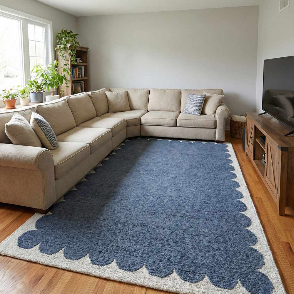 Lukamu Modern Style Blue Hand Tufted Wool Area Rug - The Rug Decor