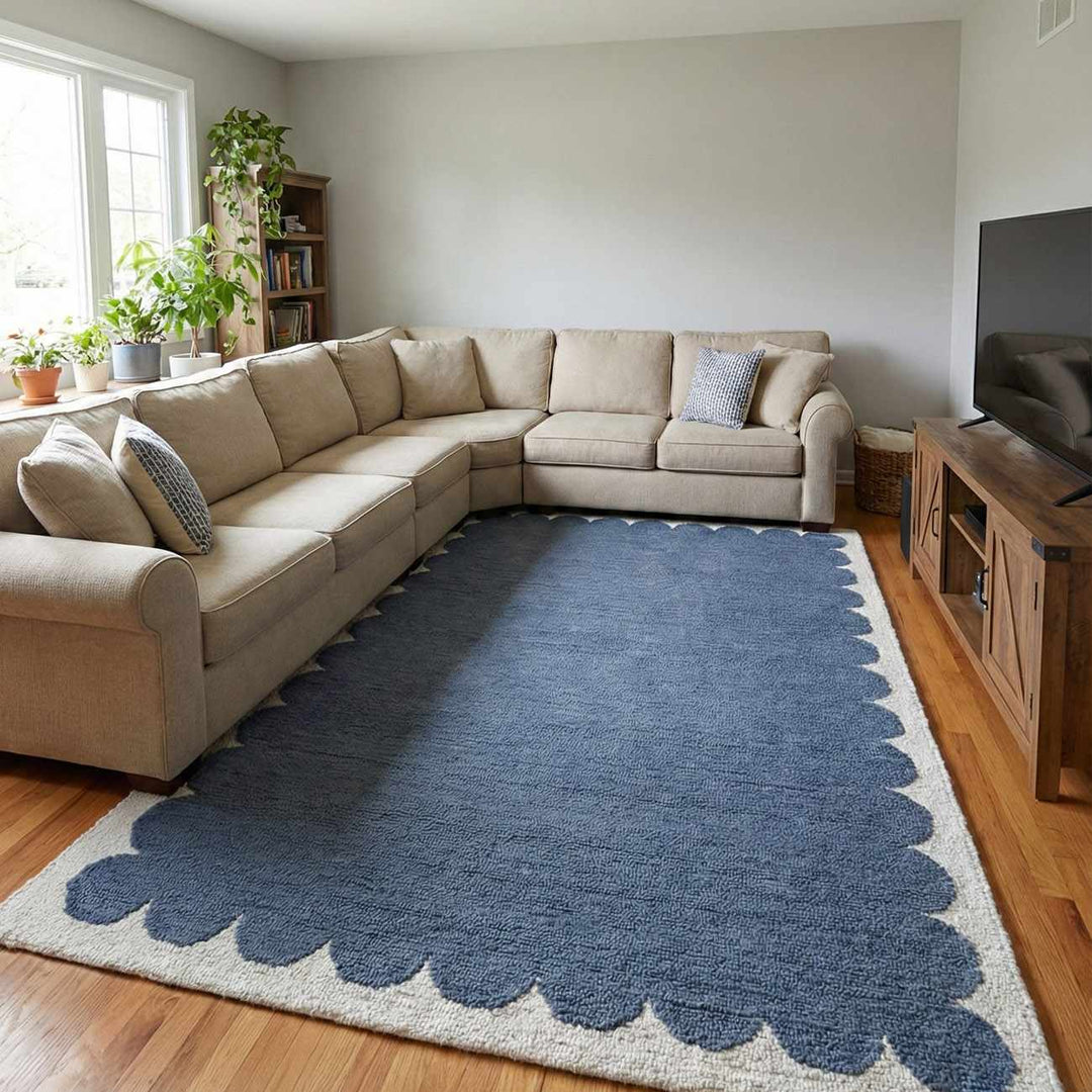 Lukamu Modern Style Blue Hand Tufted Wool Area Rug - The Rug Decor