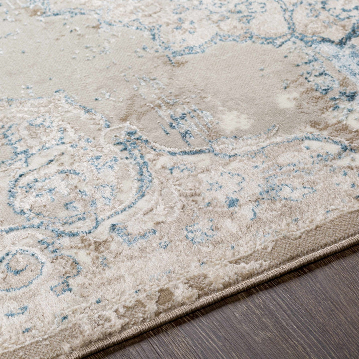 Lumbog Beige And Blue Traditional Style Area Rug - The Rug Decor