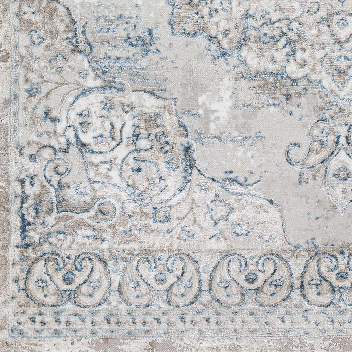 Lumbog Beige And Blue Traditional Style Area Rug - The Rug Decor