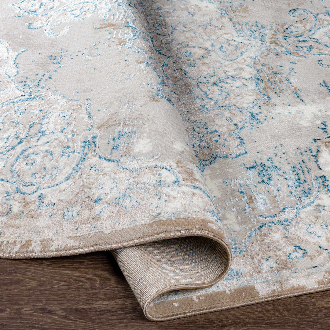 Lumbog Beige And Blue Traditional Style Area Rug - The Rug Decor