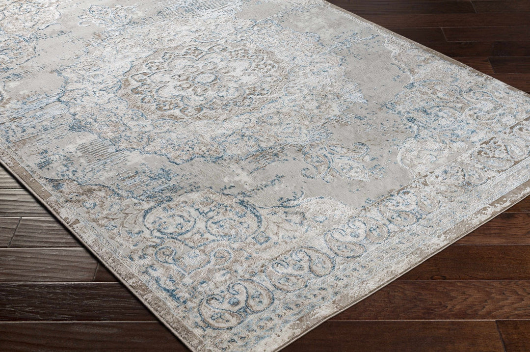 Lumbog Beige And Blue Traditional Style Area Rug - The Rug Decor