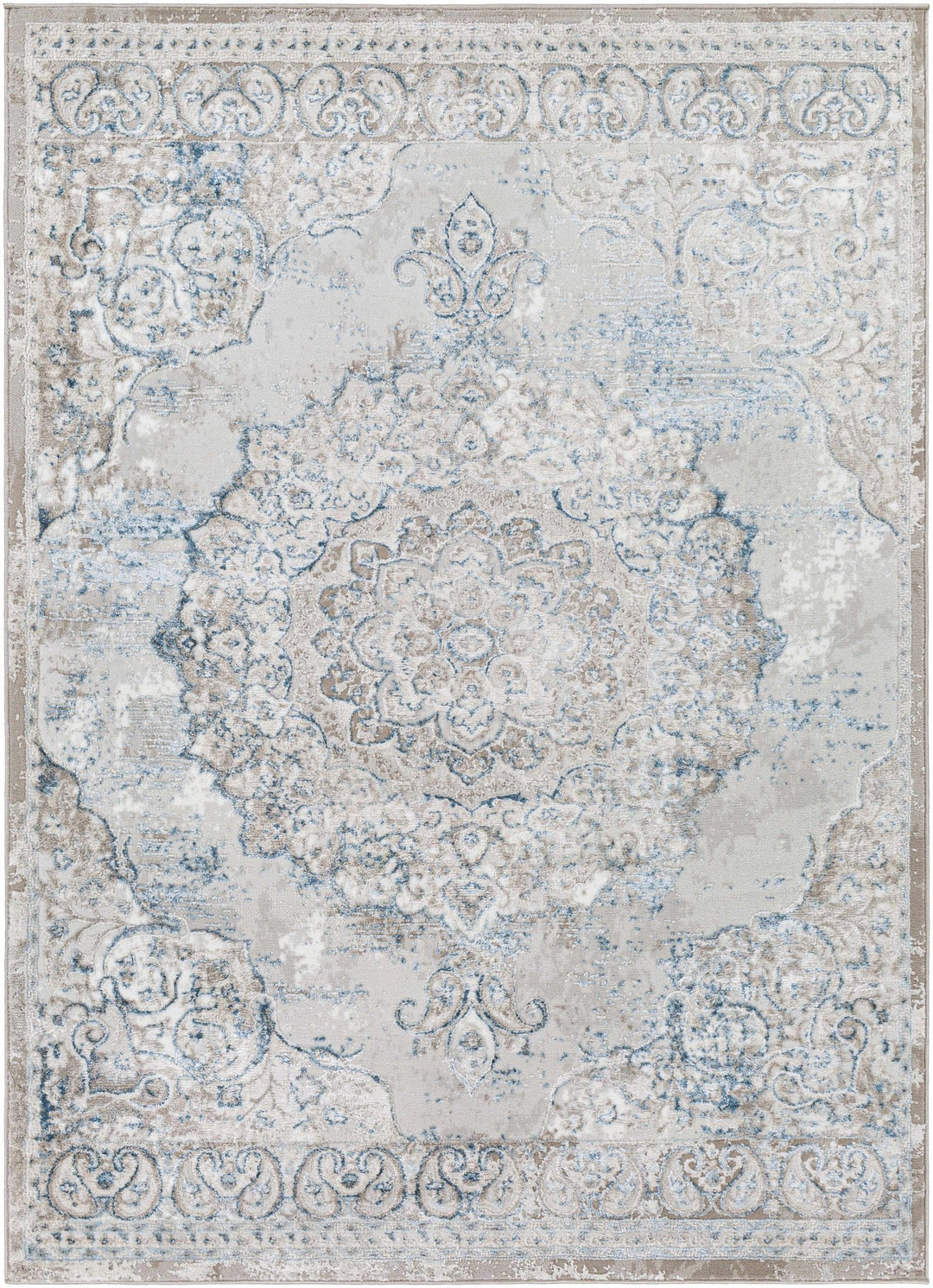Lumbog Beige And Blue Traditional Style Area Rug - The Rug Decor
