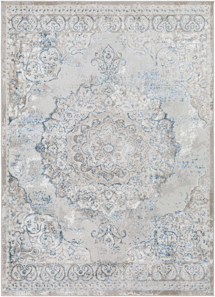 Lumbog Beige And Blue Traditional Style Area Rug - The Rug Decor