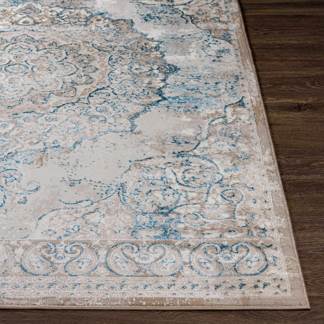 Lumbog Beige And Blue Traditional Style Area Rug - The Rug Decor