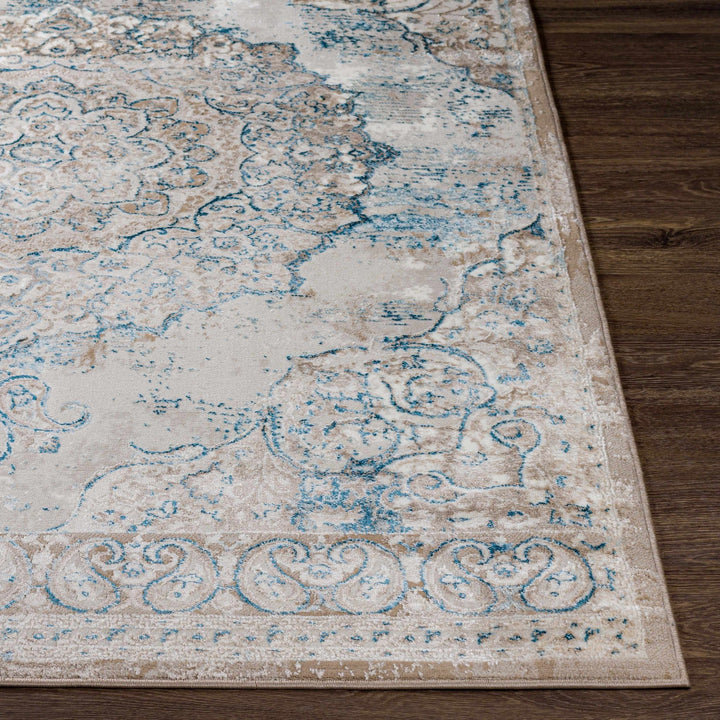 Lumbog Beige And Blue Traditional Style Area Rug - The Rug Decor